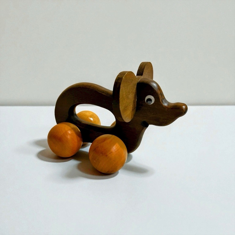 Vintage wooden massage pet animal elephant with roller massager decor ~8"x4"‎